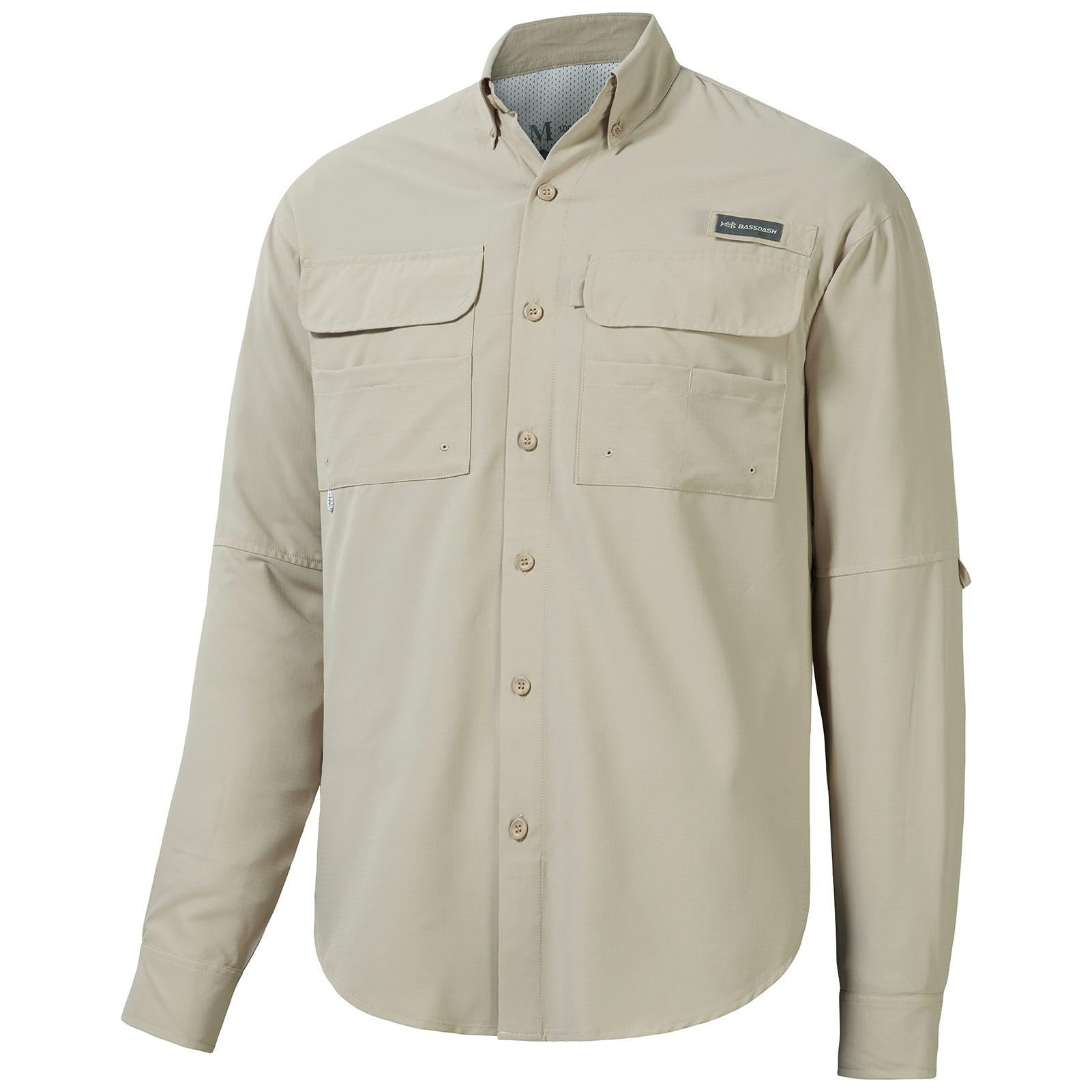 Men's Long Sleeve Button Down Shirt Sun Protection| Bassdash Fishing Khaki / Small