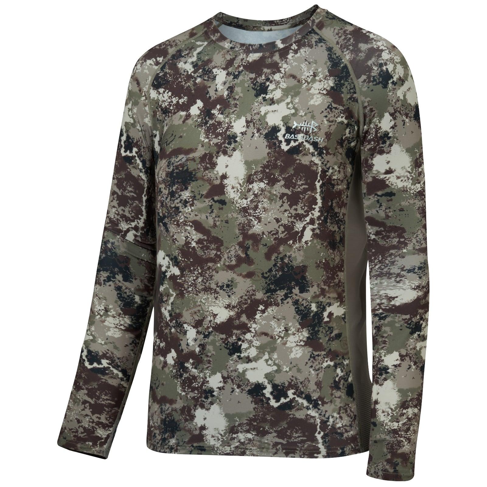 Men's UPF 50+ Camo Long Sleeve Hunting Shirt FS13M, Tree Trunk / L