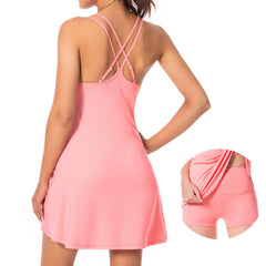 Women's UPF 50+ Tennis Dress with shorts LB06W - Bassdash