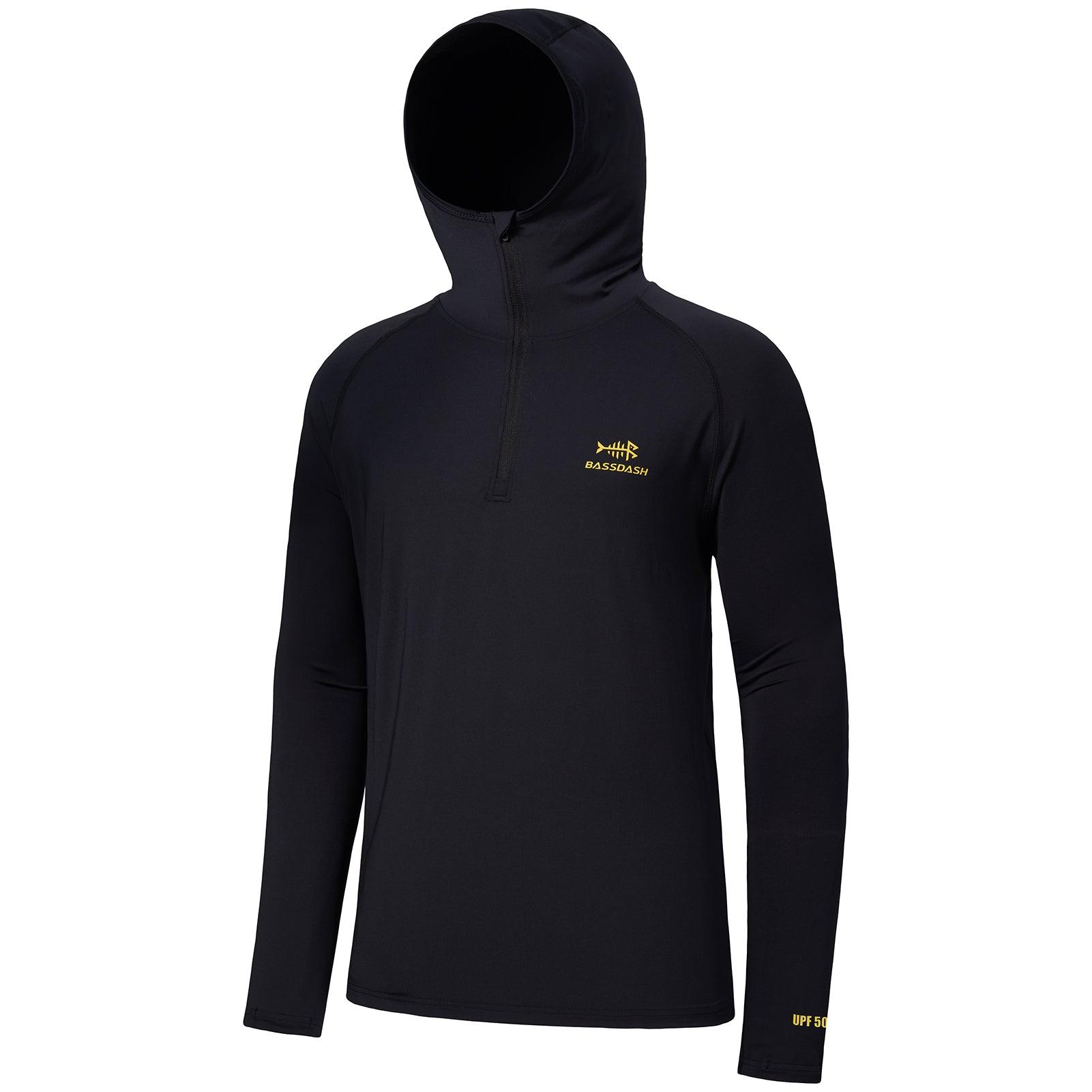 Men's Sun Protection Hoodie Long Sleeve Sun Shirt | Bassdash Fishing Black/Yellow Logo / L