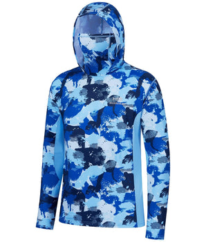 Men's UPF 50+ Camo Fishing Hoodie Shirts with Face Cover FS25M - Bassdash