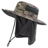 Unisex UPF 50+ Wide Brim Bucket Hat with Detachable Neck Flap FH02