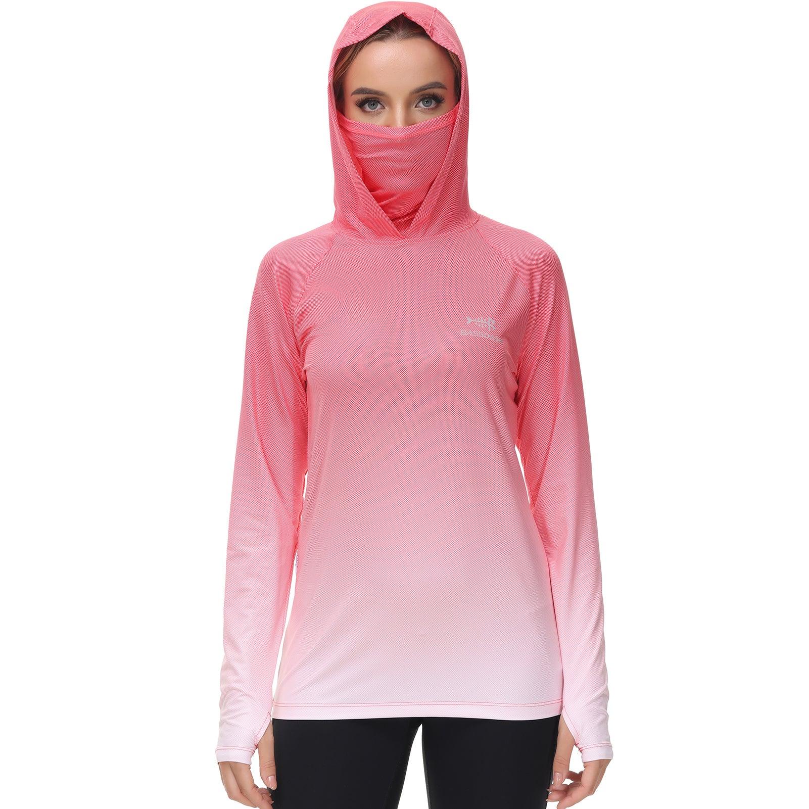 Women's Hooded Fishing Shirt with Face Mask Red Spot Gradient / Small