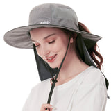 Women's UPF 50+ Sun Hat with Ponytail Hole Neck Flap FH05W