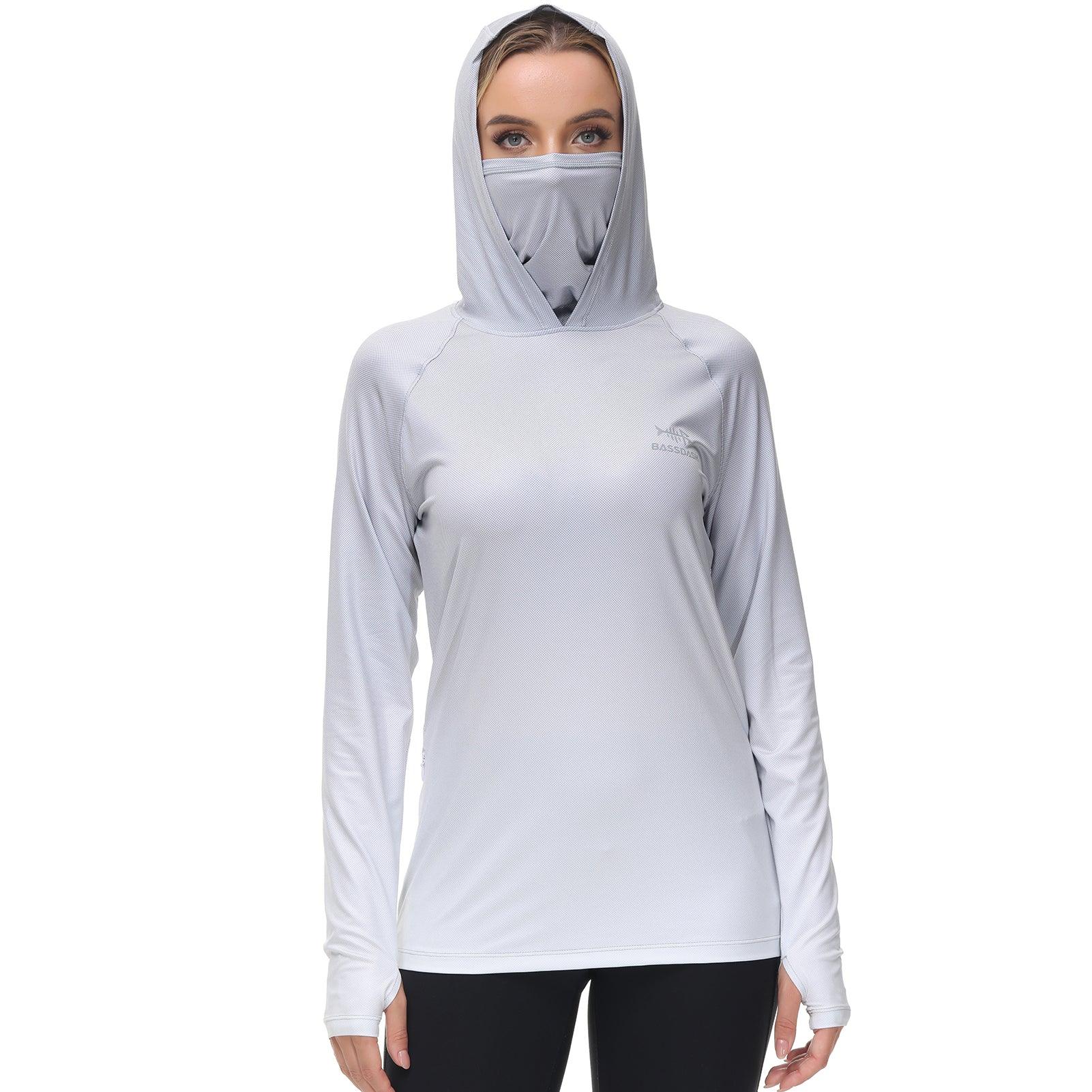 Performance Fishing Hoodie with Face Mask Sunblock Shirt Hooded