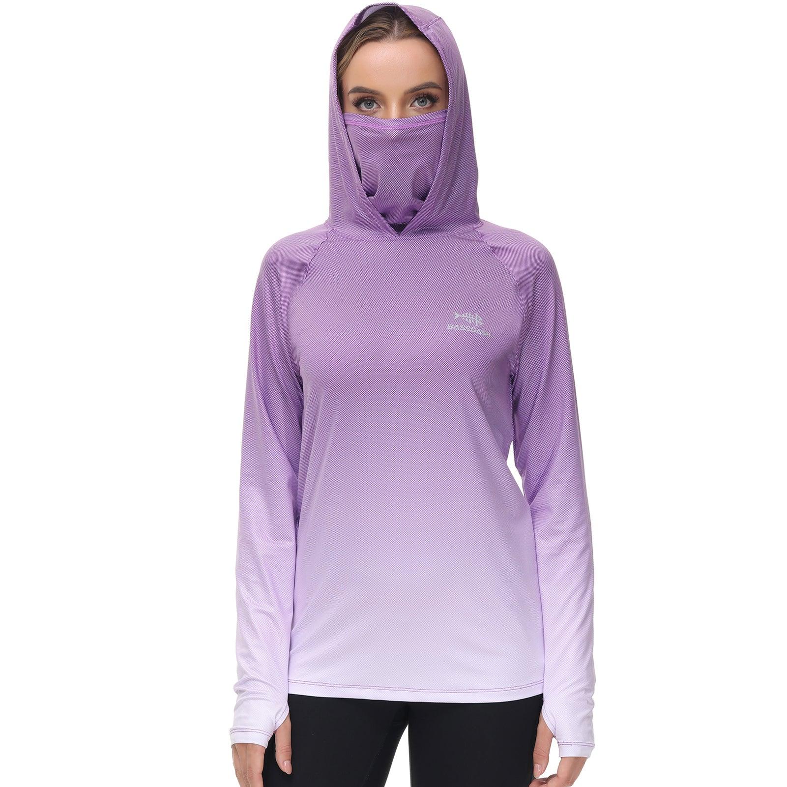 Women's Hooded Fishing Shirt with Face Mask Violet Spot Gradient / Small