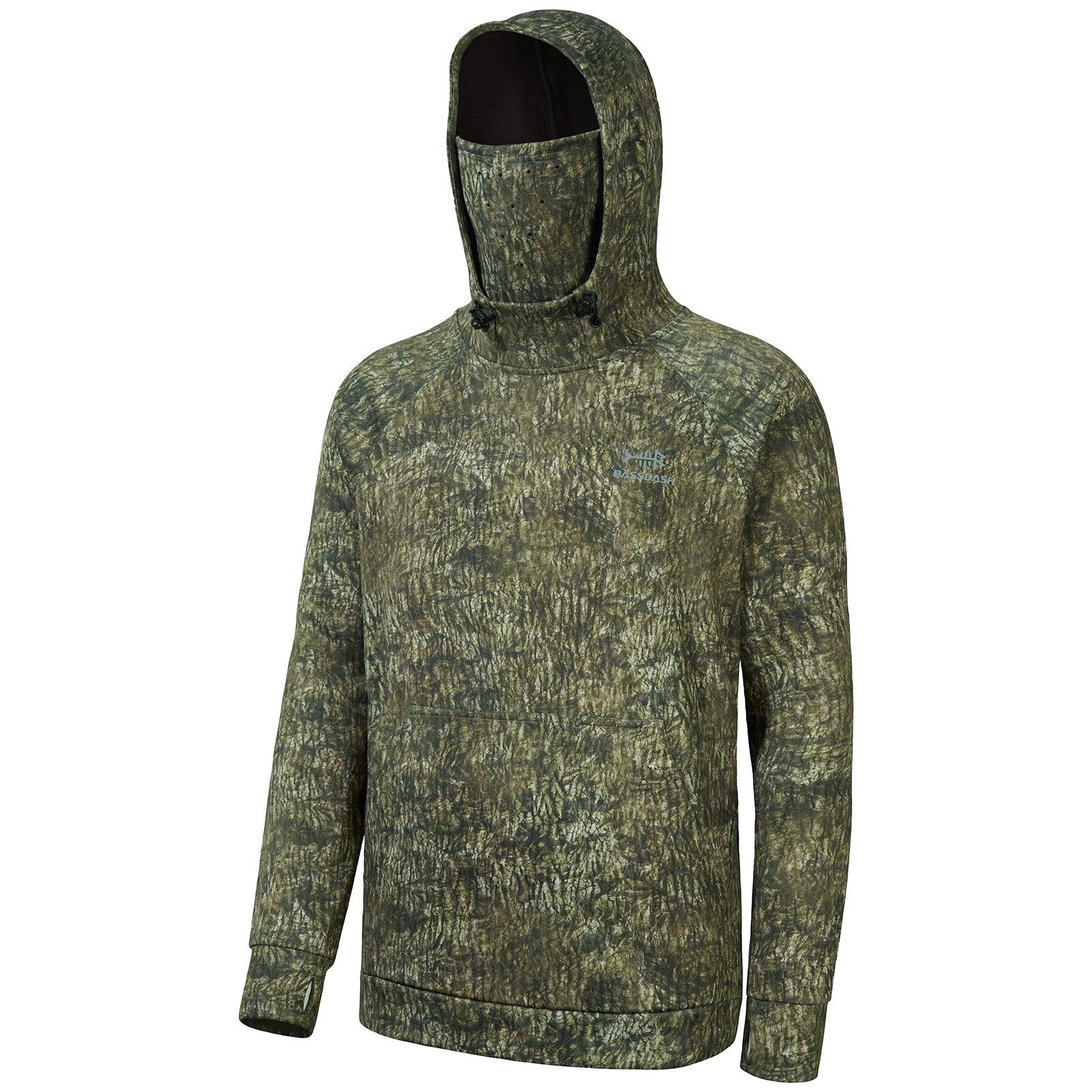 Men’s Fleece Hoodie with Neck Gaiter FS18M, Mossy Wood -No Logo at Sleeve / Medium