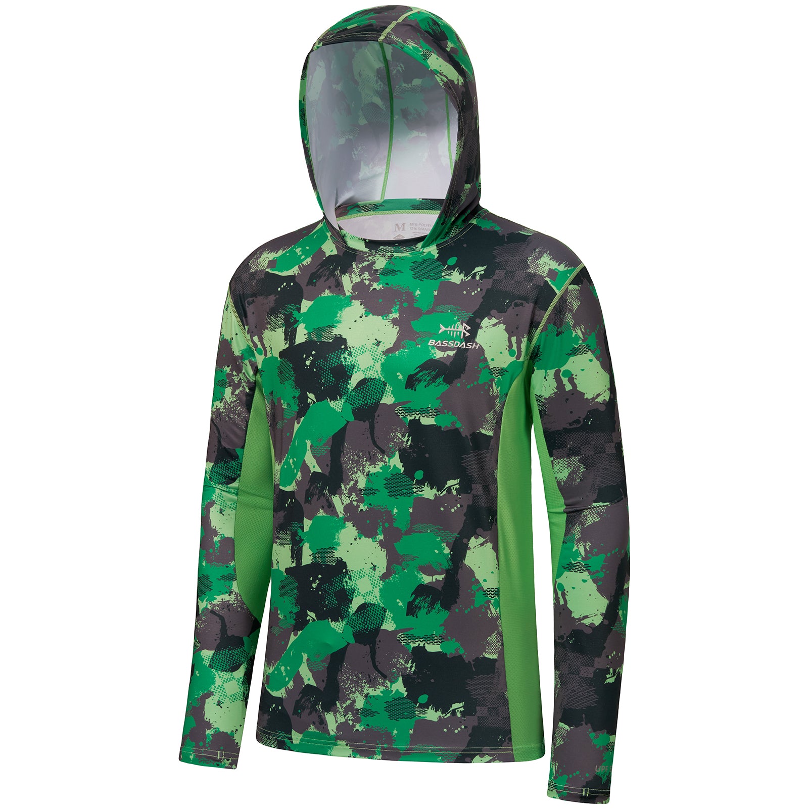 Men's UPF 50+ Camo Fishing Hoodie Shirts with Face Cover FS25M