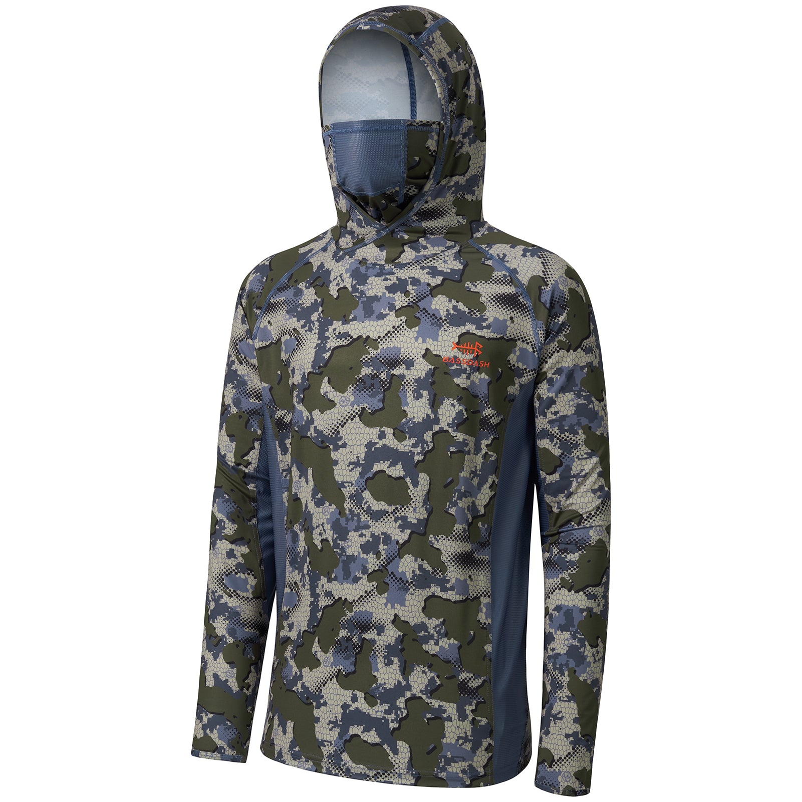 Men's UPF 50+ Long Sleeve Hunting Hoodie with Mask FS06M, Woodland I / X-Large