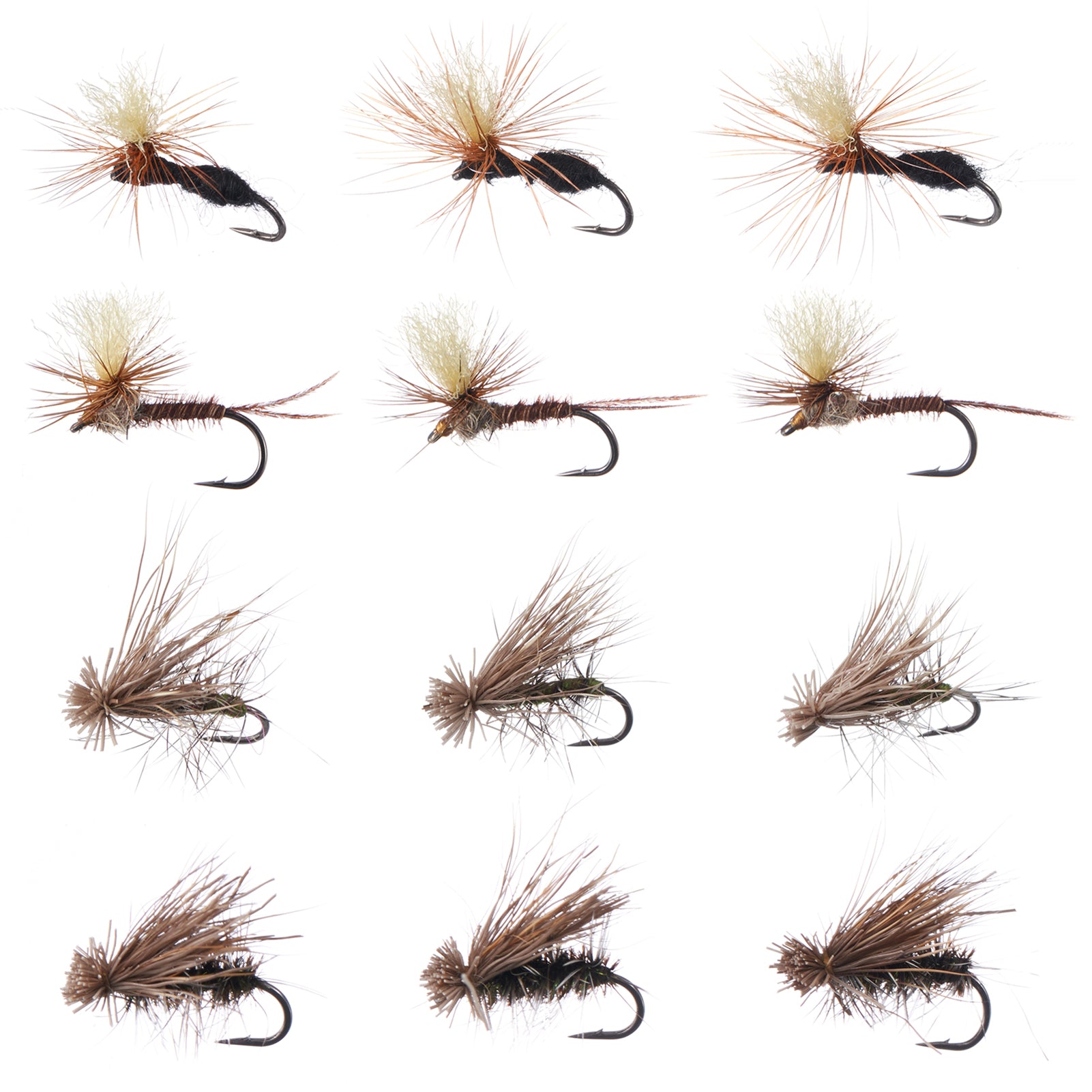 12pcs Barbed Dry Flies for Trout Fishing