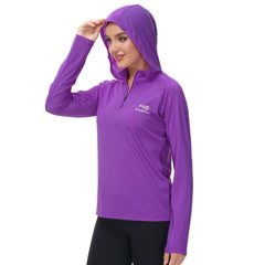 Women’s UPF 50+ Long Sleeve Hoodie Half Zip Shirt - Bassdash