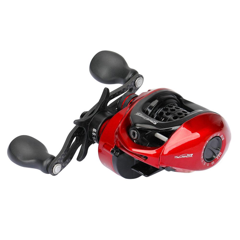 Bassdash Spiritfox Low Profile Baitcasting Fishing Reel Ultra Lightweight  for Finesse Lures and Weightless Plastics - Red - Lure Weight 1/32 - 23/64