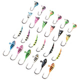 Ice Fishing Lure Kit Glowing Paint Jigs, 24pcs assorted crappie/panfish/perch jigs