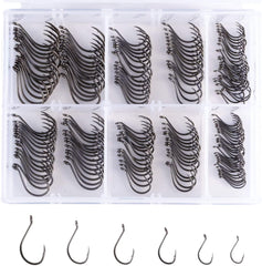 175/180 Pcs Octopus Offset Fishing Hooks in Assorted Sizes with Tackle Box - Bassdash
