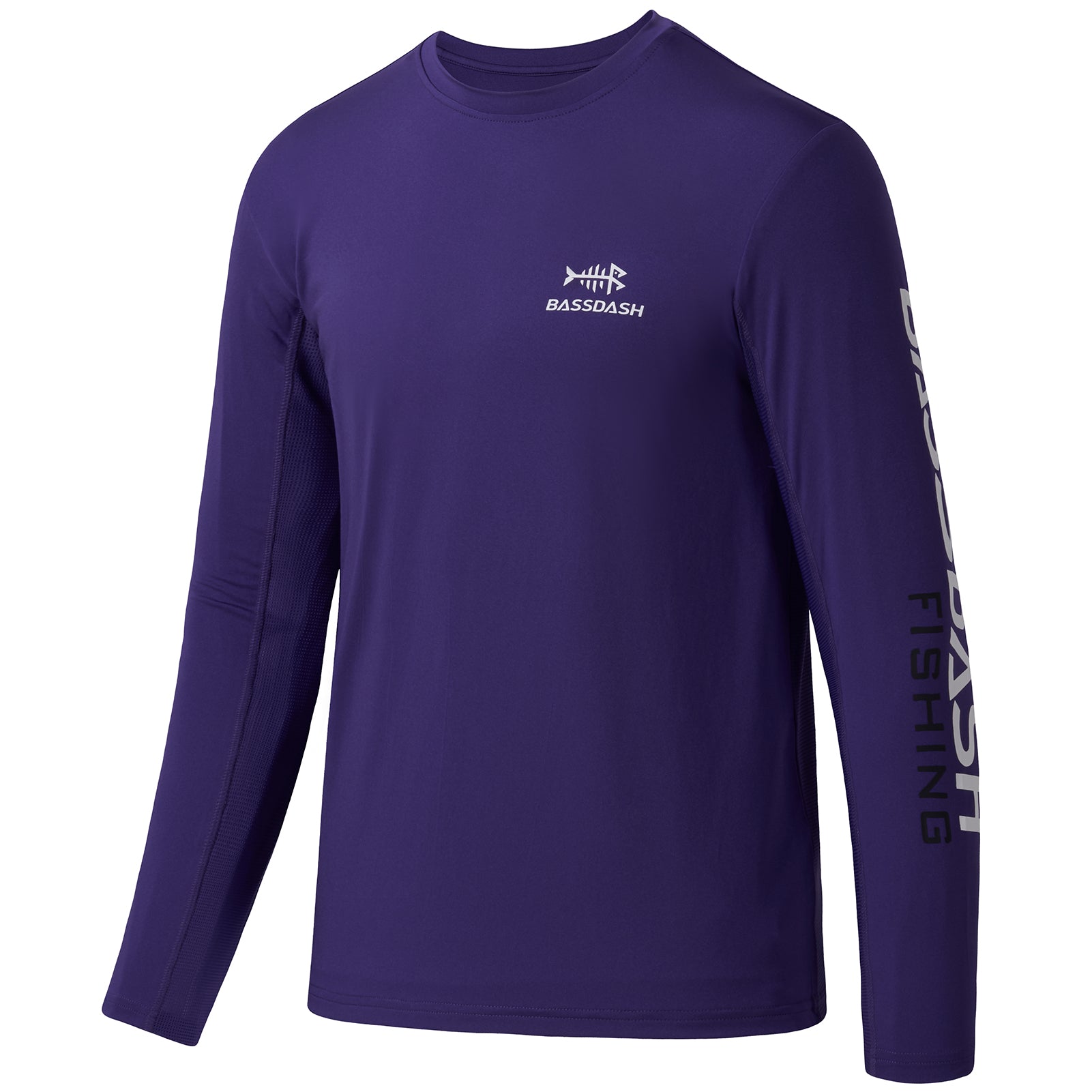 Bassdash UPF 50+ Youth Fishing Shirt Long Sleeve Performance UV Protection Shirt for Boys Girls, Purple/White Logo / XL