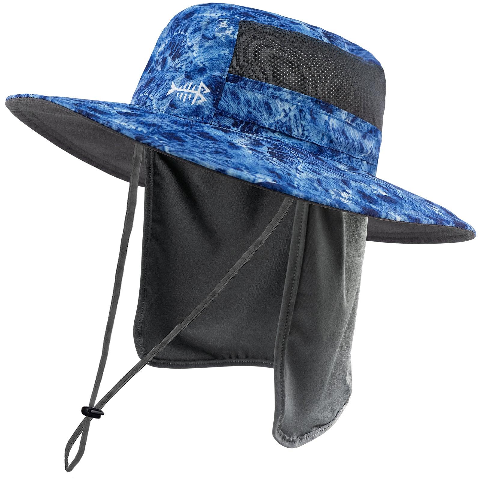 Wide Brimmed Hat UV Protection Sun Hat | Bassdash Fishing, Blue Camo / Regular