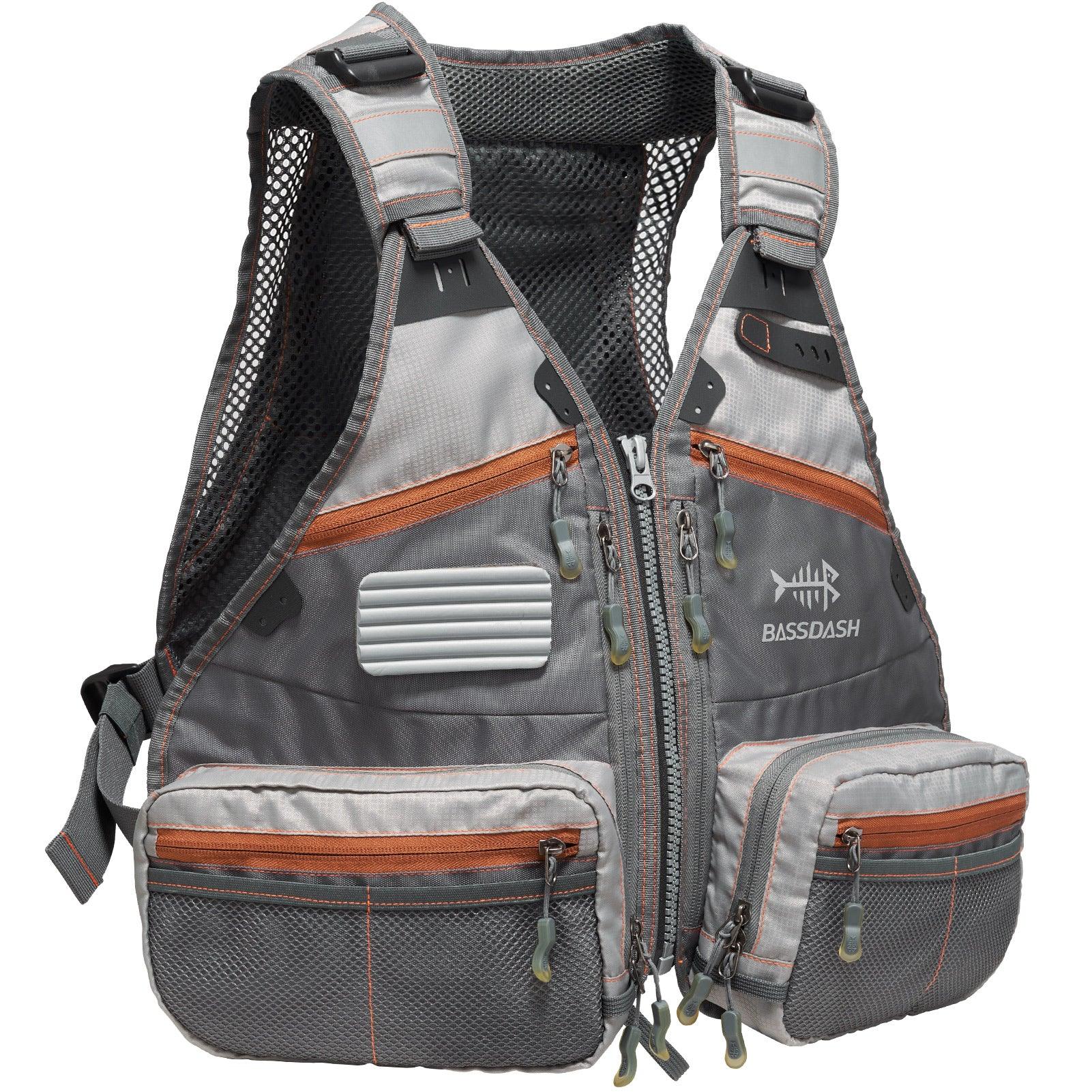 FV07 Fishing Vest for Men Women - Men’s - Grey/Chocolate- One Size