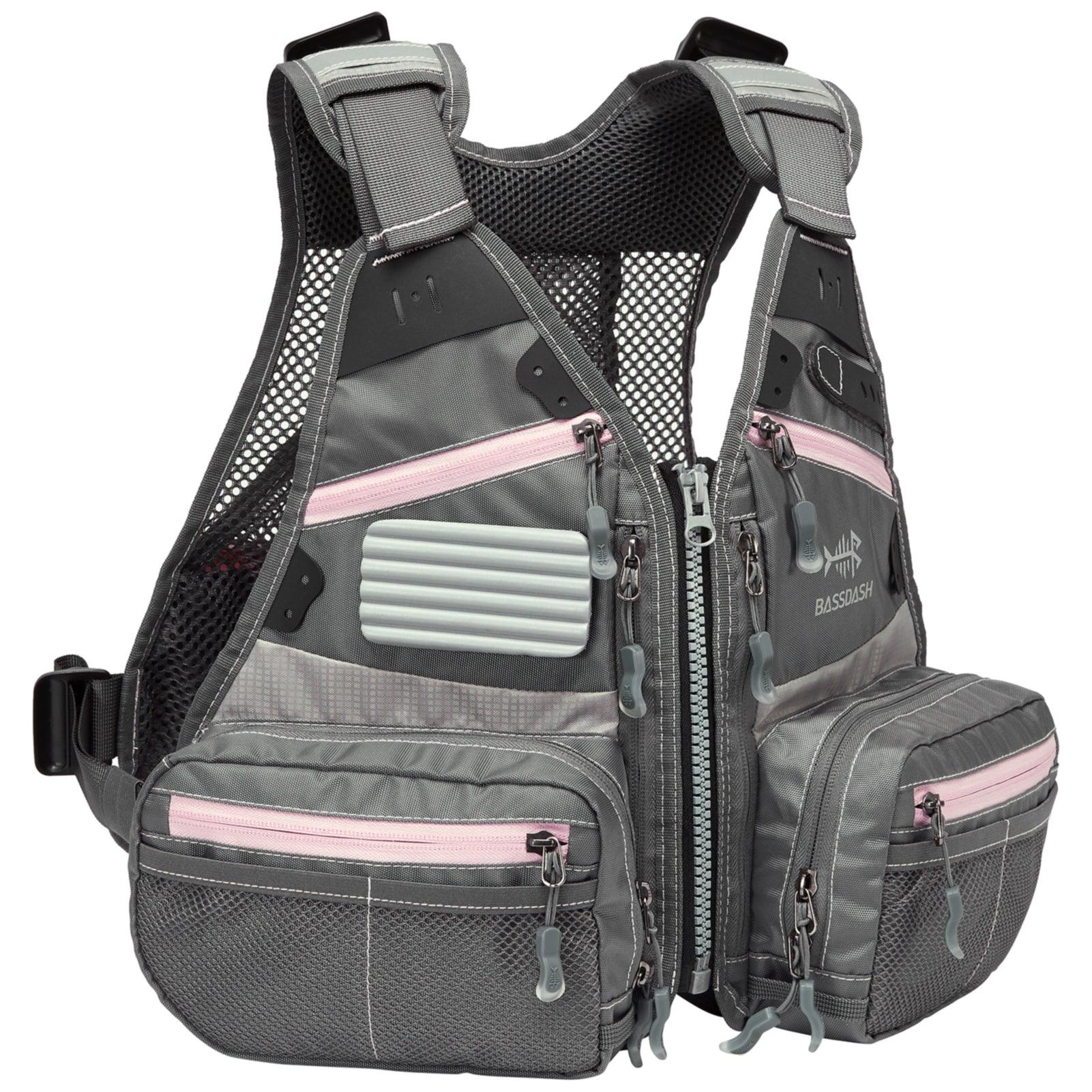 Bassdash Youth Fly Fishing Vest FV09, Grey/Light Pink