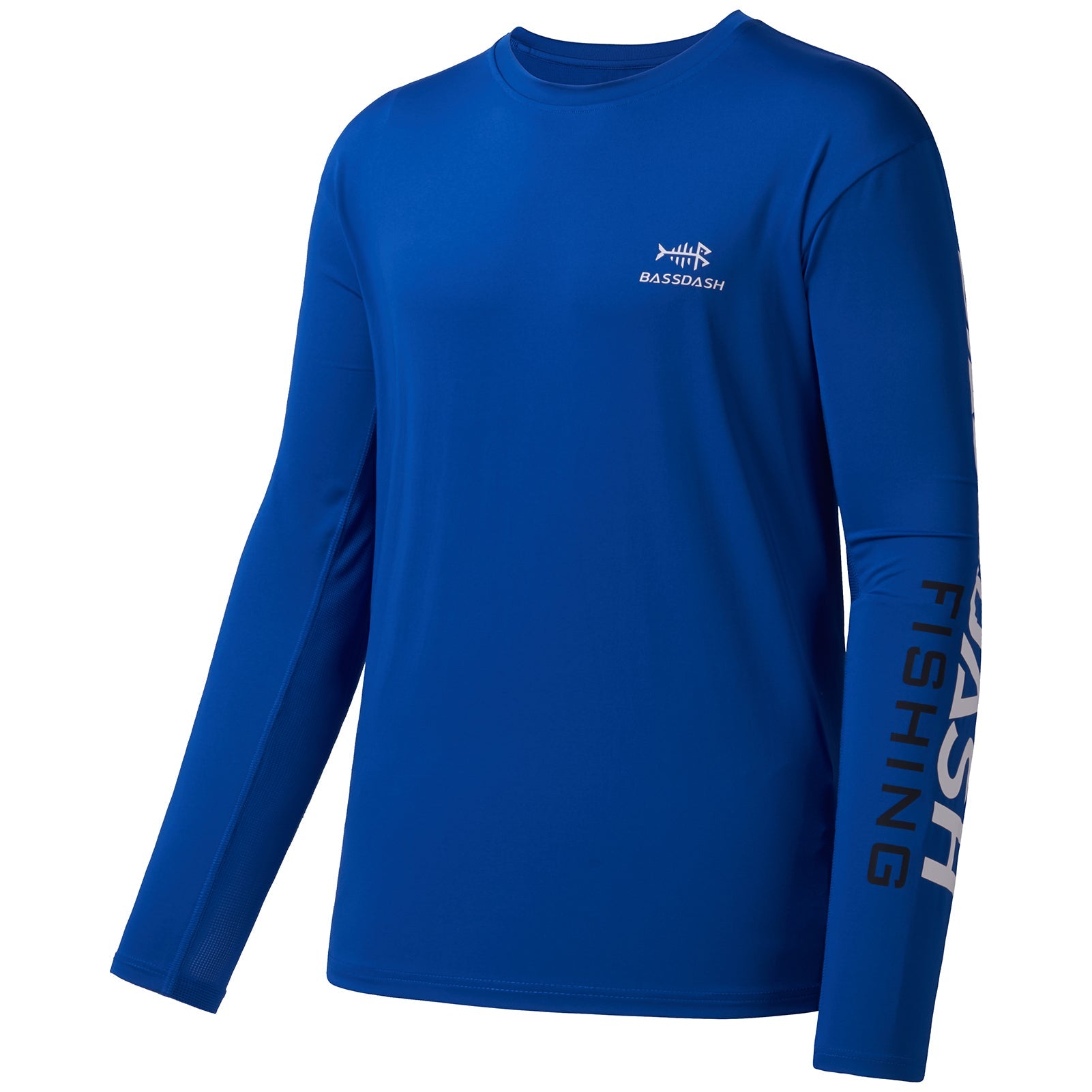 Bassdash Fishing T Shirts for Men UPF 50+ Sun Protection Long Sleeve Hiking Fishing Shirt, Royal Blue/White Logo / 3XL