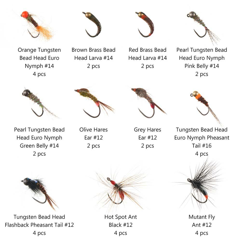 BASSDASH Trout Fly Fishing Flies Tenkara Wet Dry Flies Nymphs Sakasa Kebari  12pcs Assortment Barbless Barbed Hooks Barbless Nymphs and Dry Flies for  Trout Fishing