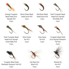 32/60/62 Pcs Fly Fishing Flies Barbed or Barbless Trout Grayling - Bassdash