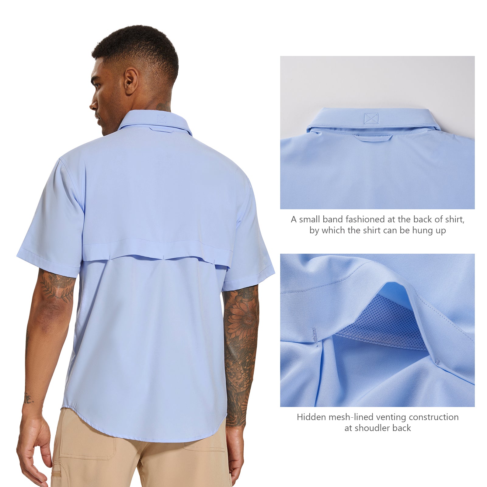 Men's UPF 50+ Short Sleeve Button Down Shirt FS28M