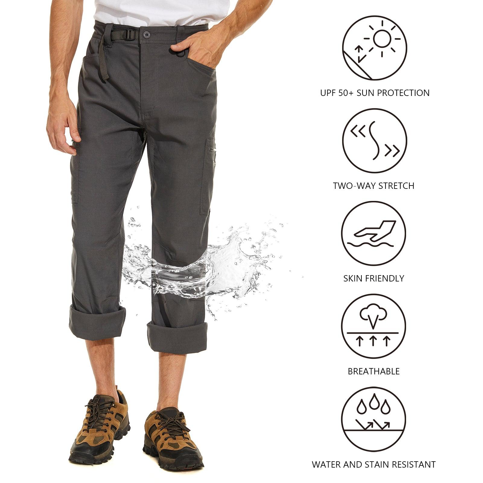 Men's Charcoal Grey 3/4 Length Belted Utility Cargo Trousers – Threadbare