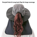 Women's UPF 50+ Sun Hat with Ponytail Hole Neck Flap FH05W