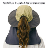 Women's UPF 50+ Sun Hat with Ponytail Hole Neck Flap FH05W
