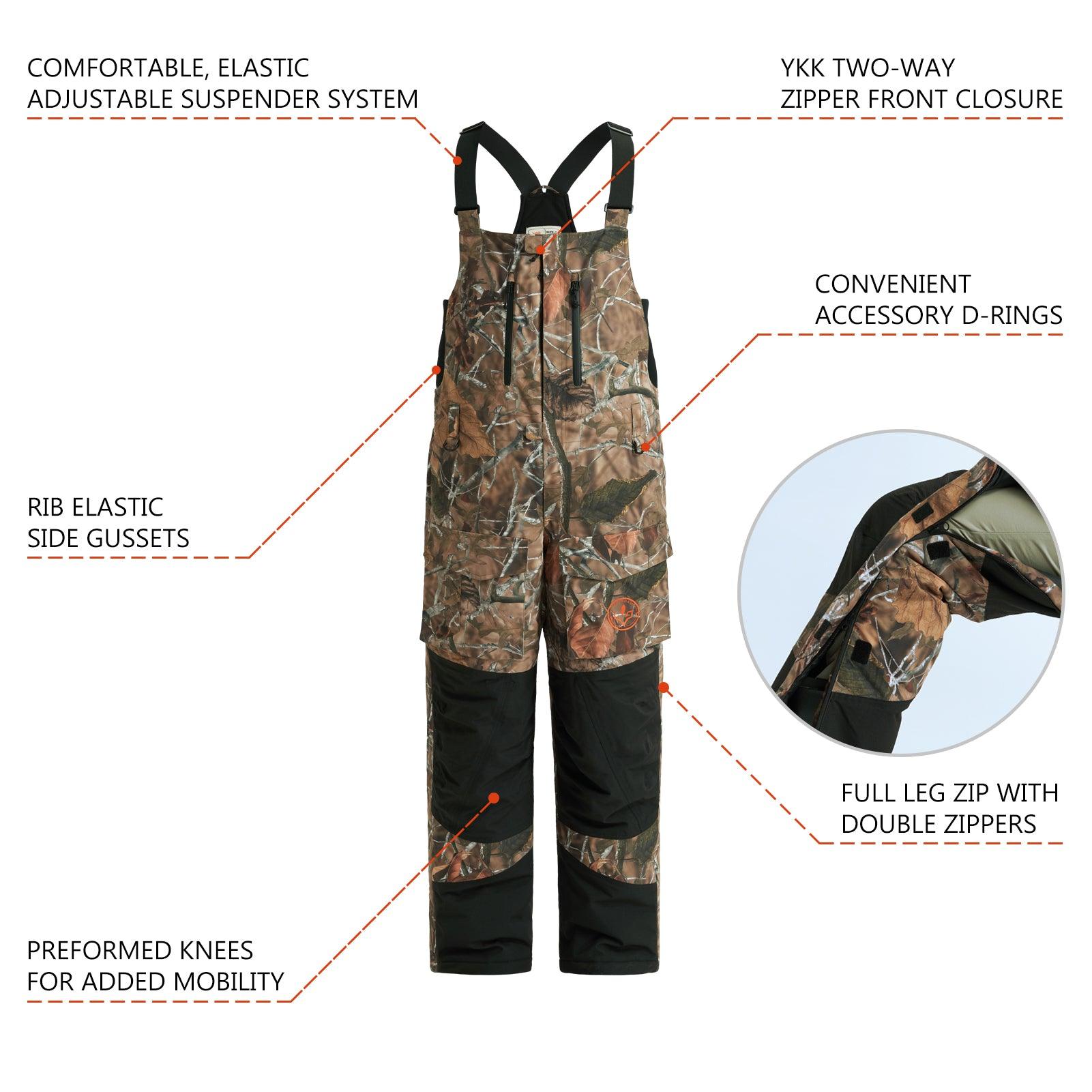 Men's Splice Insulated Waterproof Fishing Hunting Bibs, Autumn Forest/Black / 3X-Large