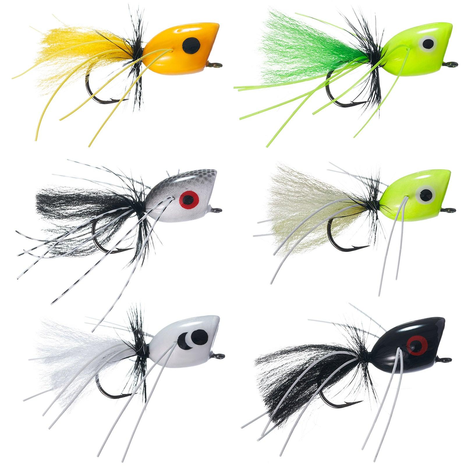 Fly Fishing Poppers, 12/15pcs Topwater Fishing Lures Bass Popper Flies Bugs  Lures Fly Fishing Lure Kit Panfish Bait Dry Fly Fishing Flies for Bass