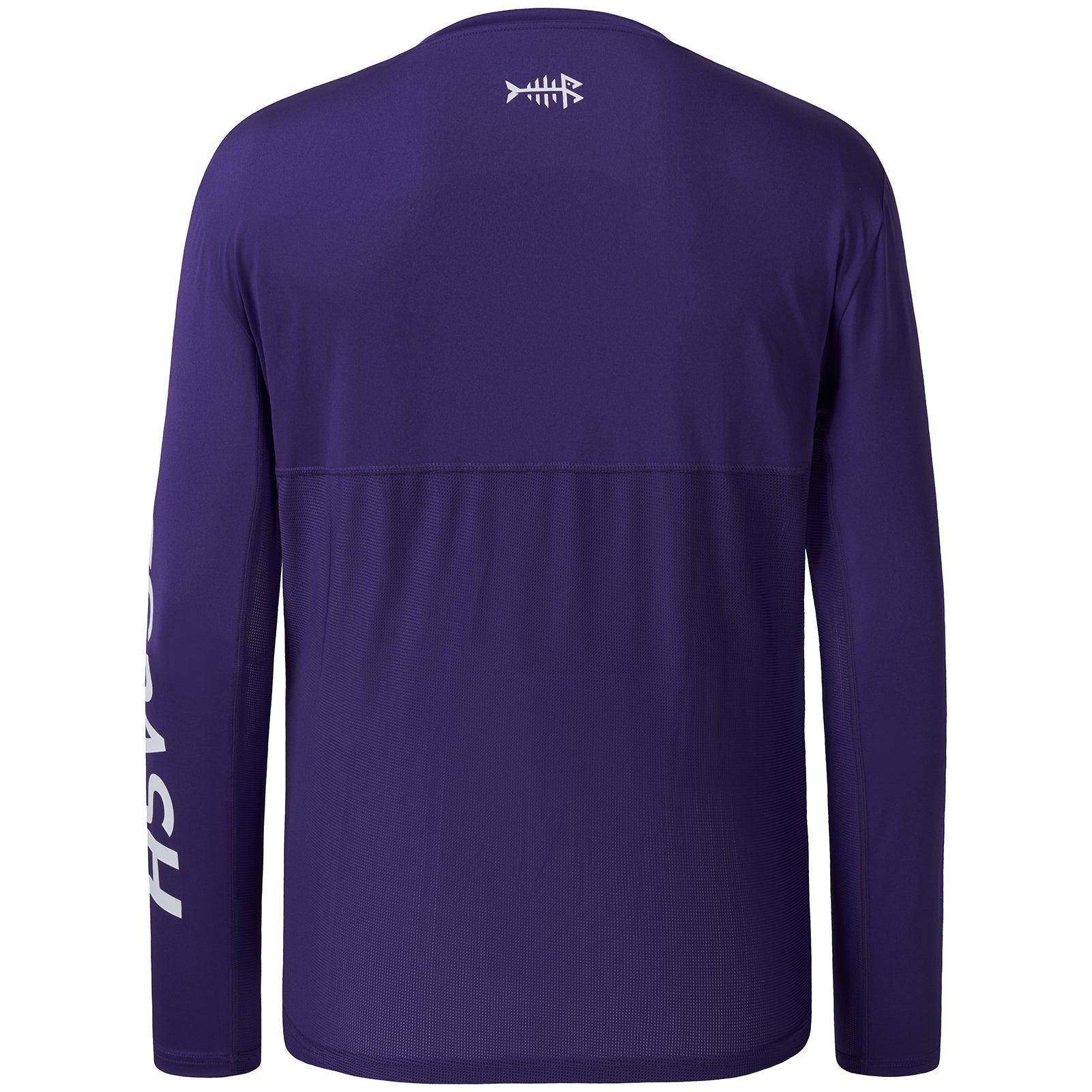 Men's Long Sleeve Fishing Shirts UV Protection | Bassdash Fishing Purple/White Logo / 3XL