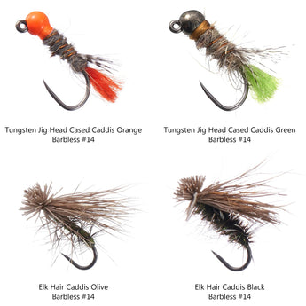 12pcs Barbless Nymphs and Dry Flies for Trout Fishing - Bassdash 12pcs Barbless Nymphs and Dry Flies for Trout Fishing - Bassdash