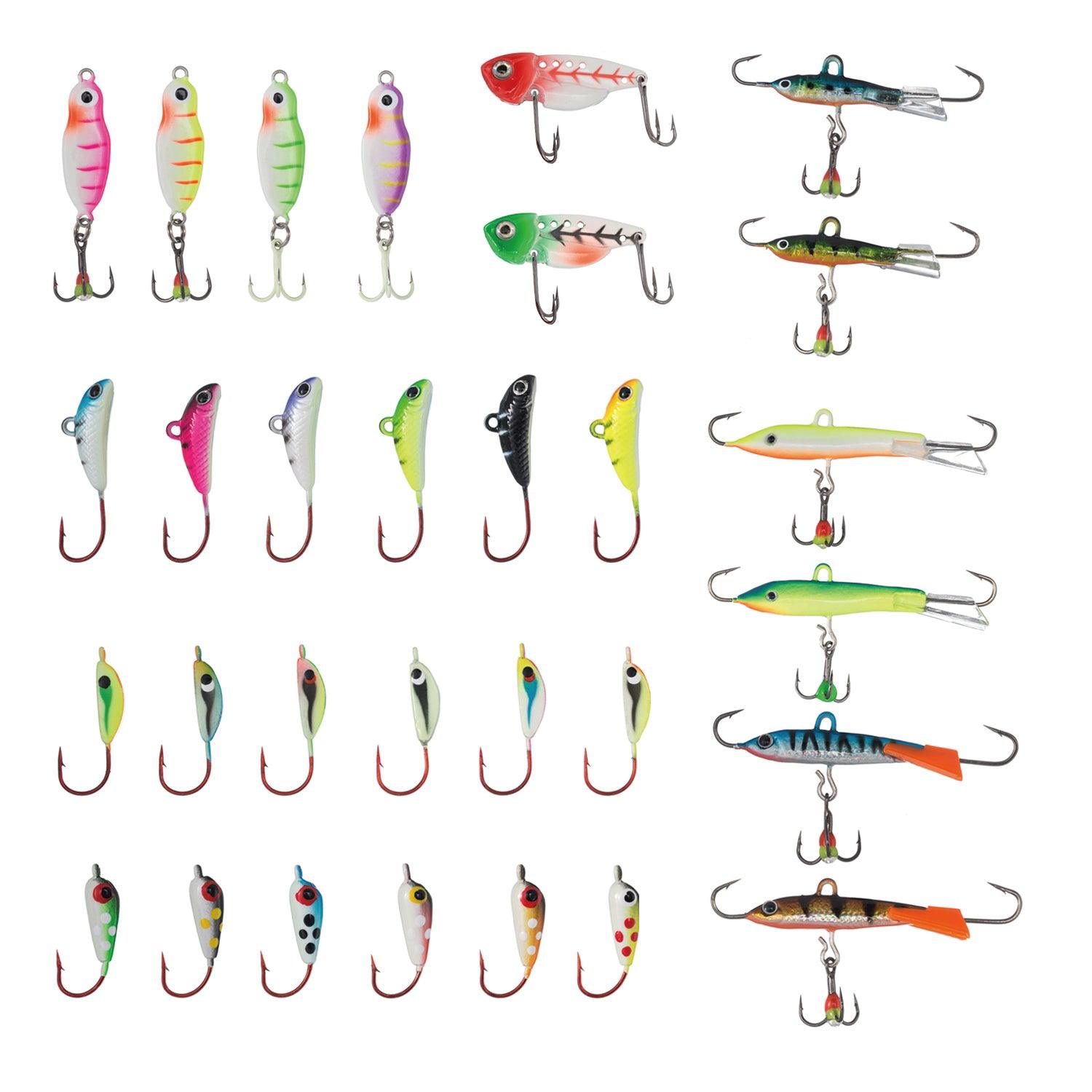 Ice Fishing Lure Kit Glowing Paint Jigs,30 pcs assorted perch/walleye/pike  jigs