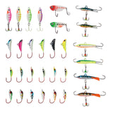 Ice Fishing Lure Kit Glowing Paint Jigs,30 pcs assorted perch/walleye/pike jigs