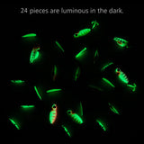 Ice Fishing Lure Kit Glowing Paint Jigs,30 pcs assorted perch/walleye/pike jigs