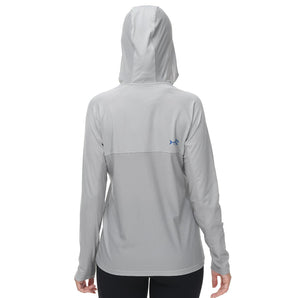 Women’s UPF 50+ Long Sleeve Hoodie Half Zip Shirt - Bassdash#color_cool-grey