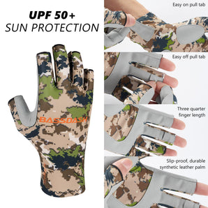 Men's Altimate UPF 50+ Sun Protection Fingerless Fishing Gloves - Bassdash#color_highland