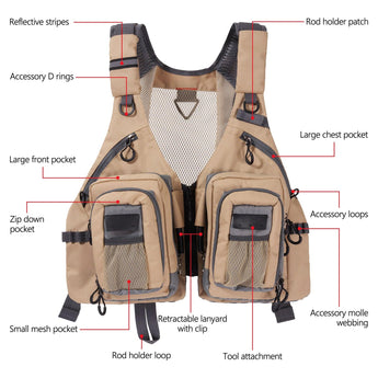 Bassdash Multi Pocket Fishing Vest FV12 - Bassdash
