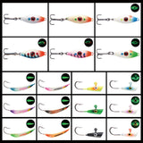 Ice Fishing Lure Kit Glowing Paint Jigs, 18pcs assorted perch/walleye/pike jigs