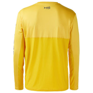 Men's UPF 50+ Long Sleeve Fishing Shirt FS01M - Bassdash #color_amber-dark-blue-logo