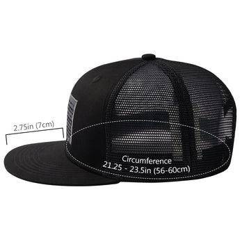 Unisex Flat Brim Trucker Cap - Black Fish Flag3 - Bassdash