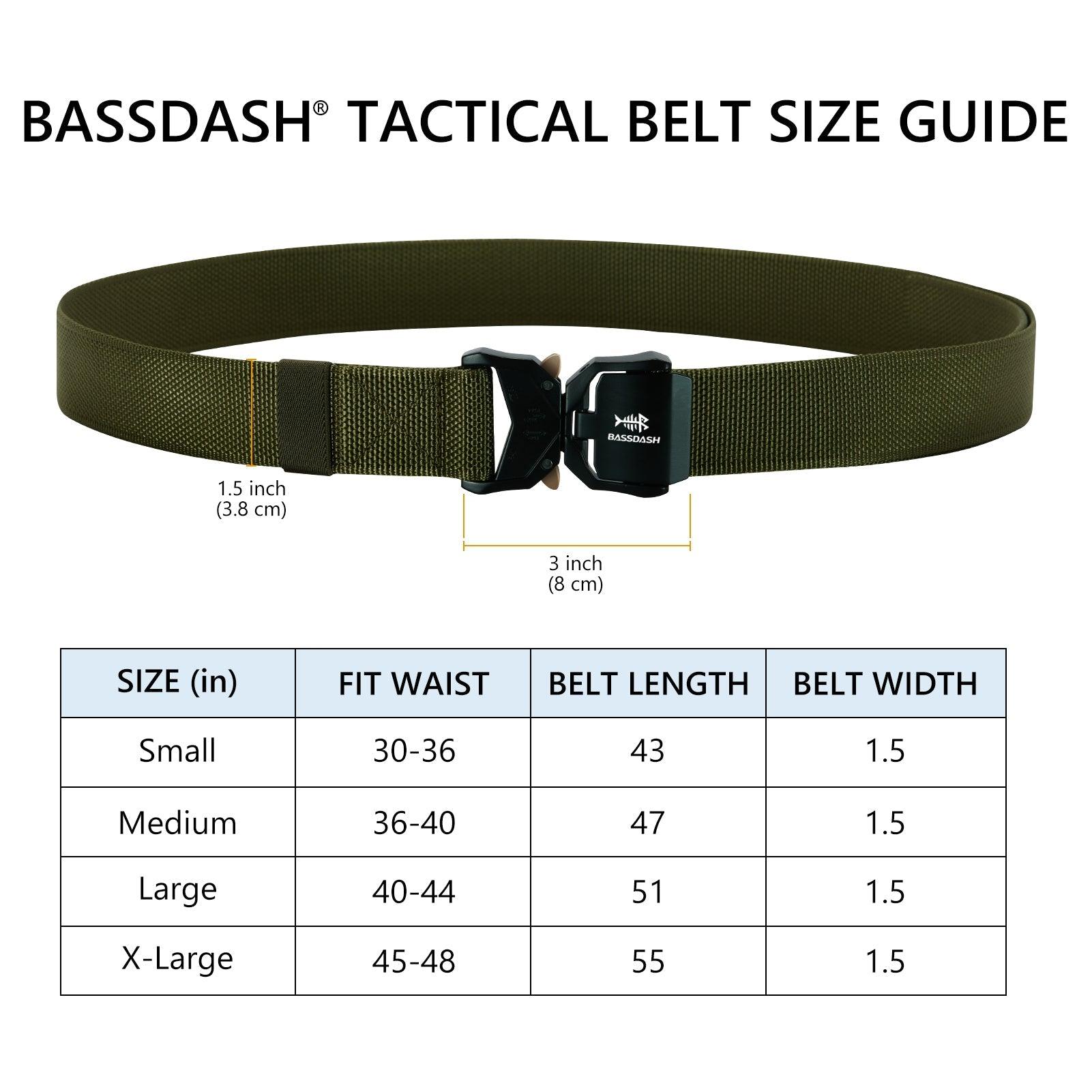 Bassdash Men's Tactical Belt Military Rigger Work Belt 1.5” Nylon Web with Heavy Duty Quick Release Buckle Hiking Hunting Army Green / Medium