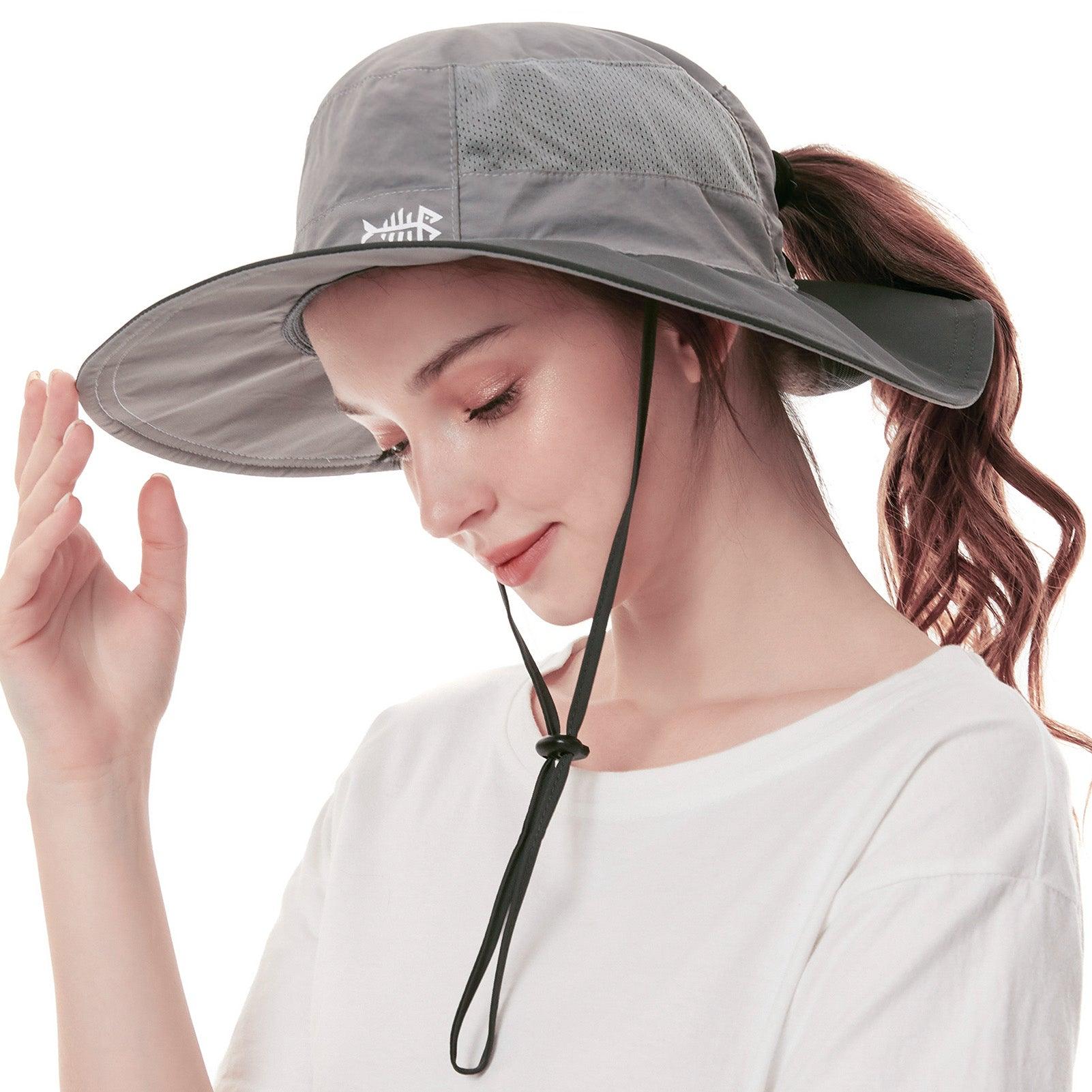 Women's Sun Hat with Ponytail Hole | Bassdash Fishing Light Pink/Dark Grey