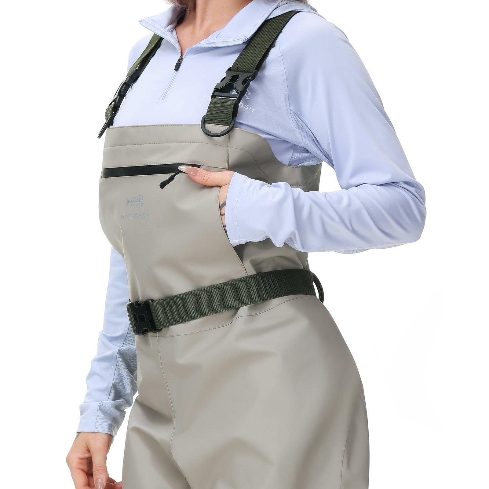 Women’s Breathable Lightweight Chest Wader | Bassdash Fishing Light Tan/Green / Large 8-9