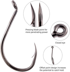 175/180 Pcs Octopus Offset Fishing Hooks in Assorted Sizes with Tackle Box - Bassdash