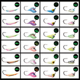 Ice Fishing Lure Kit Glowing Paint Jigs, 24pcs assorted crappie/panfish/perch jigs