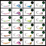 Ice Fishing Lure Kit Glowing Paint Jigs, 24pcs assorted crappie/panfish/perch jigs