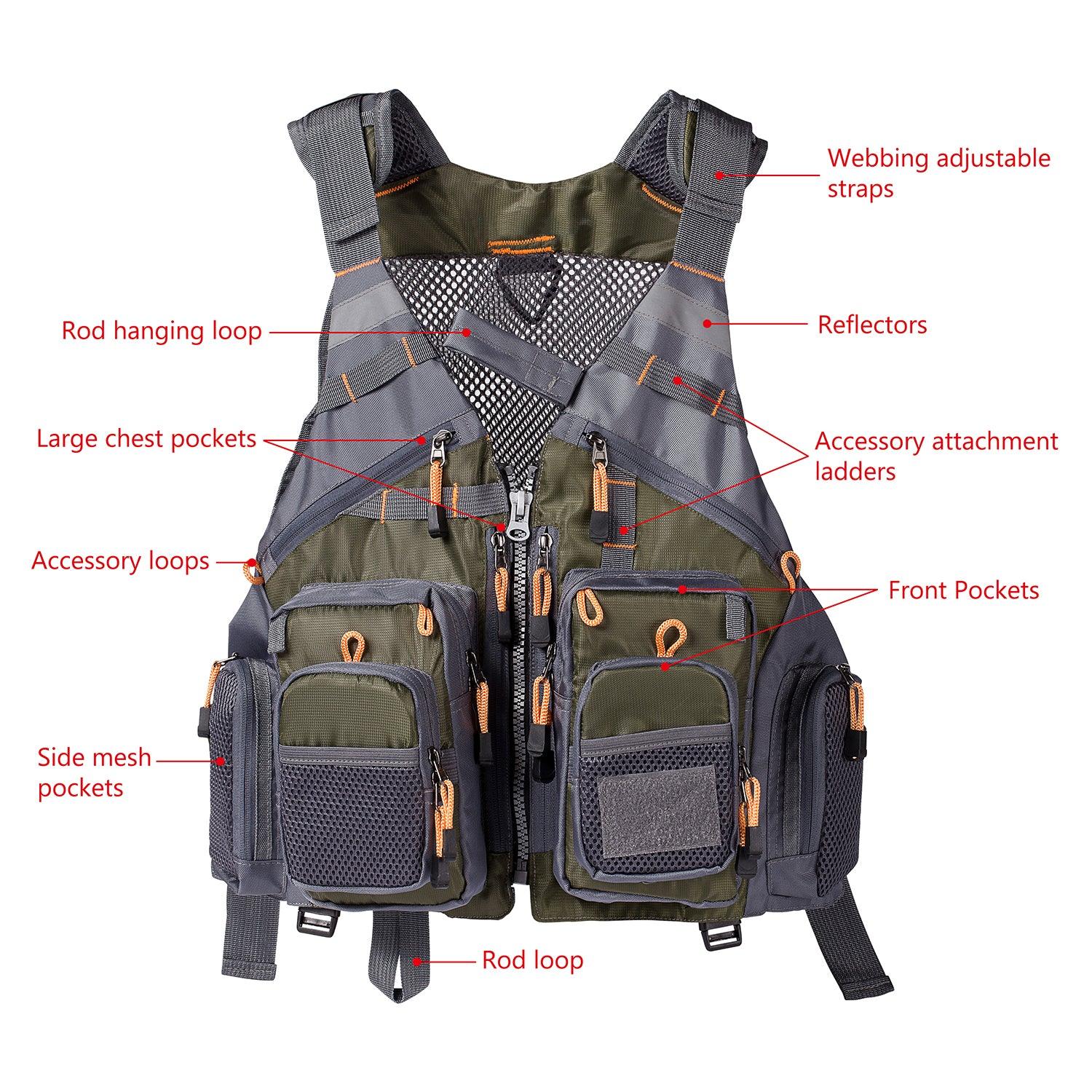 BASSDASH Fly Fishing Vest Multi Pocket Waistcoat Adjustable Size Gifts for  Men Women : Clothing, Shoes & Jewelry 