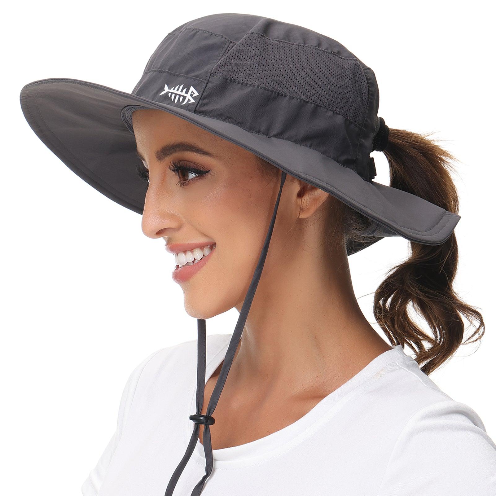 Women's UPF 50+ Sun Hat with Ponytail Hole Neck Flap FH05W - Bassdash